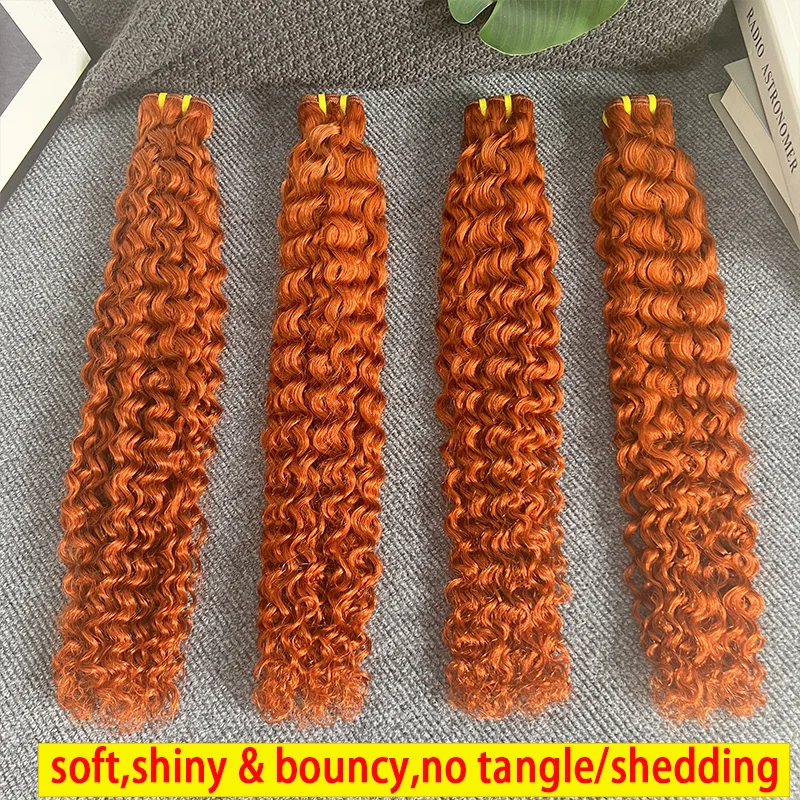 350 Ginger Orange Colored Deep Curly Bundles Raw Unprocessed Human Hair Burmese Curly 15A Virgin Hair Weave Extensions Thick