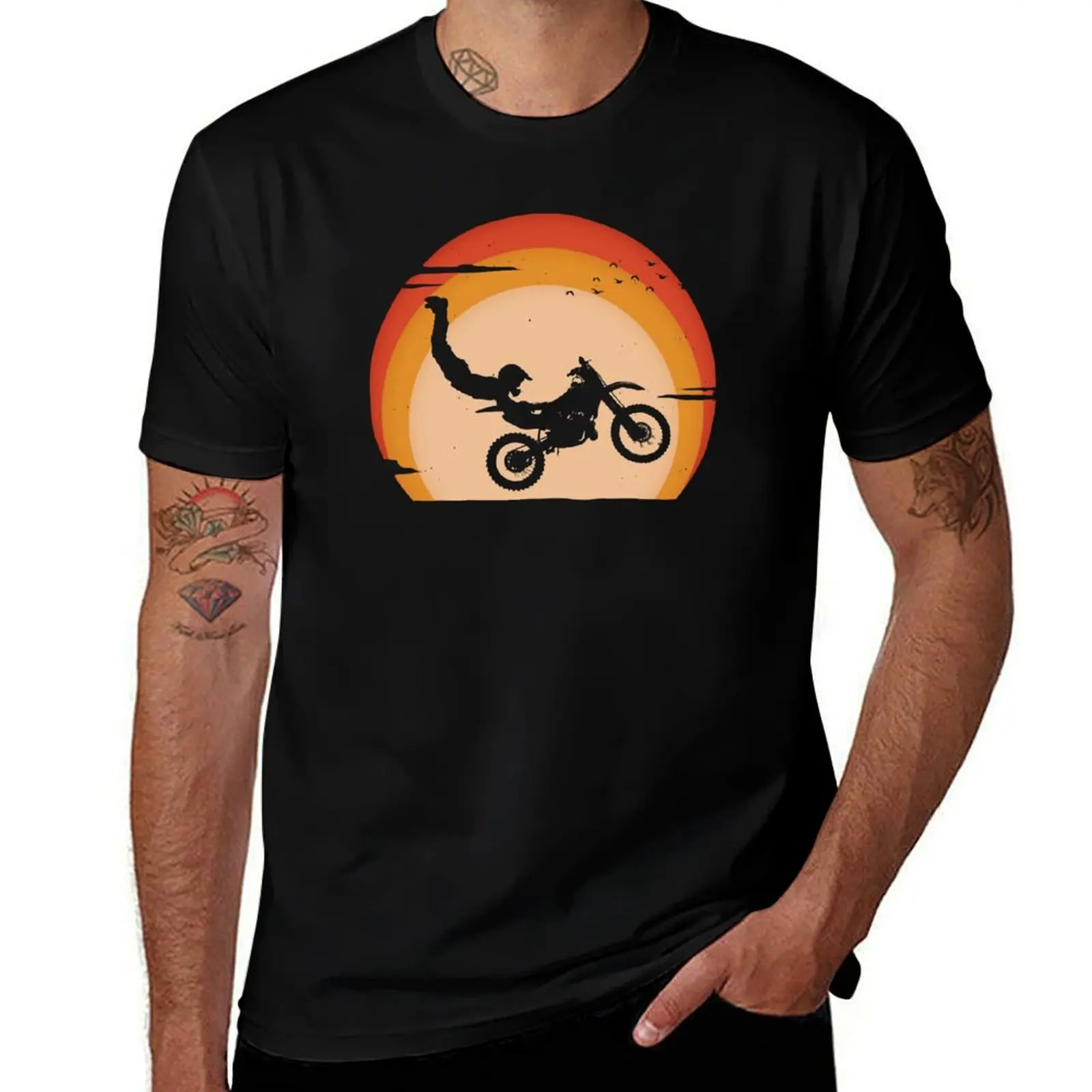 

Vintage Motocross Dirt Bike Sunset T-Shirt t shirts for man graphic funny man t shirt luxury