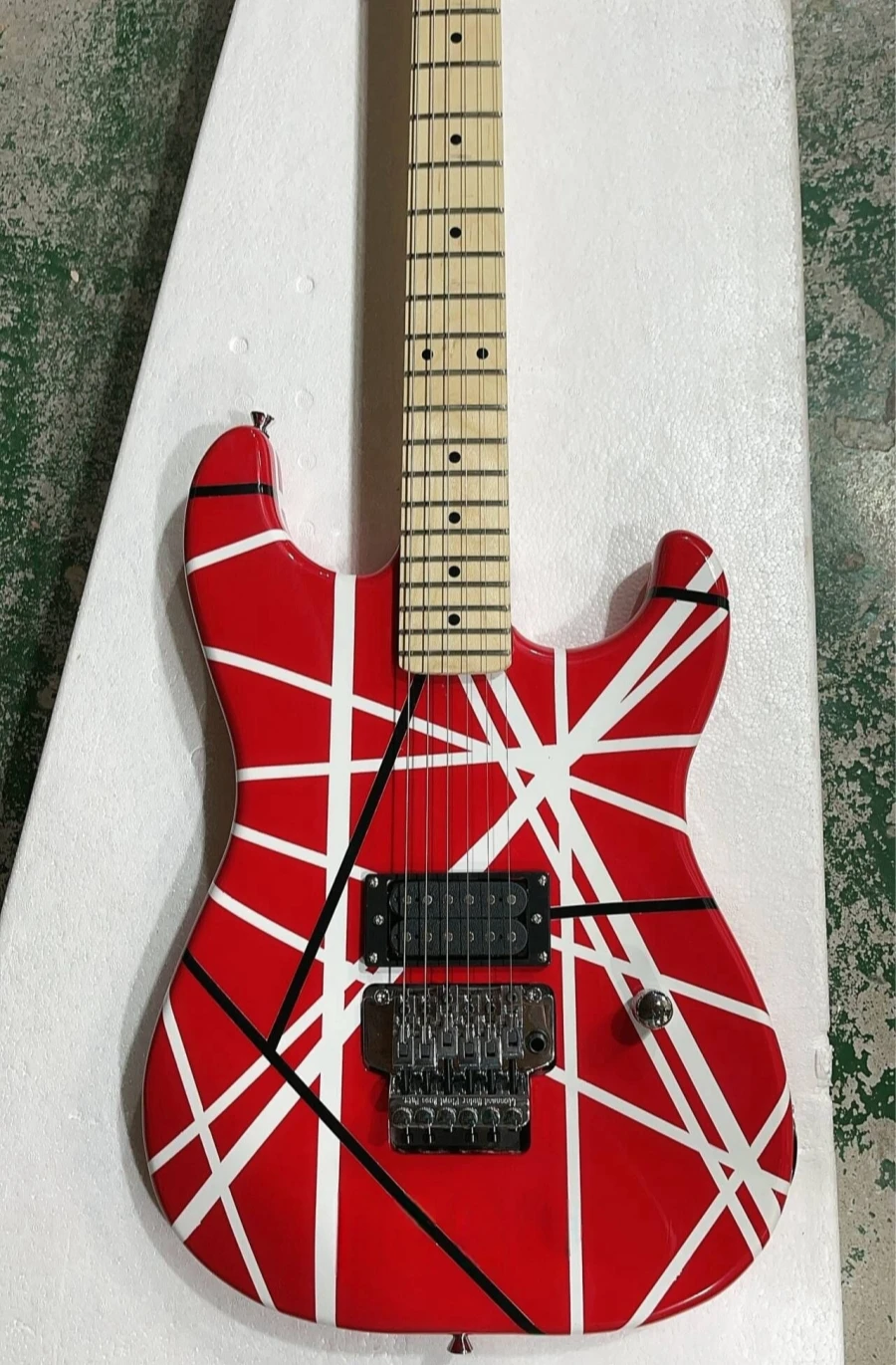 Flyoung Red Electric Guitar with Stripes,Chrome Hardware,Offer Customize