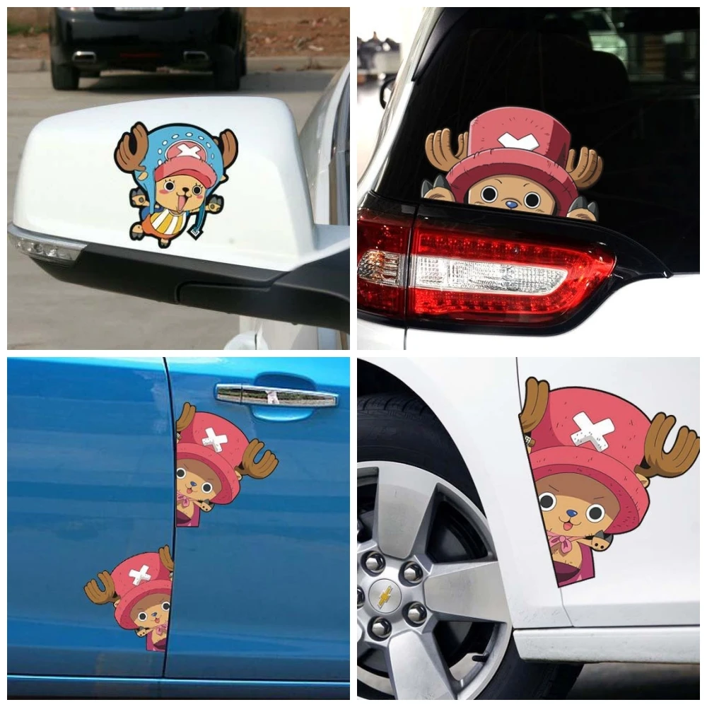 Auto-Aufkleber Tony Chopper One Piece Anime Niedliche Reflektierende Aufkleber für Fenster Windschutzscheibe Tür Kofferraum Motorräder Auto-Tuning