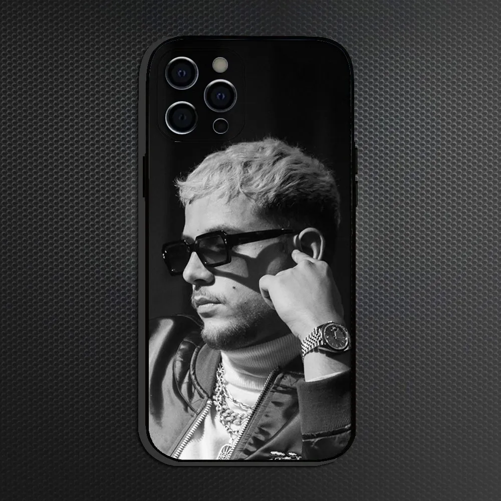 حافظة هاتف PLK Rappeur الفرنسية لهاتف iPhone 16,15,14,13,12,11 Plus, Pro Max, غطاء أسود من السيليكون الناعم