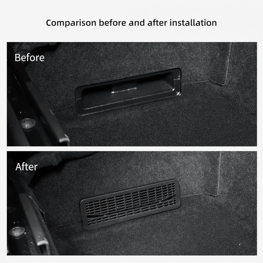 2PCS ABS Boden Luftstrom Vent Grille Schutz Abdeckungen für Tesla Modell Y Juniper 2025 2026 Hinten Unter Sitz klimaanlage Outlet – Detail 7