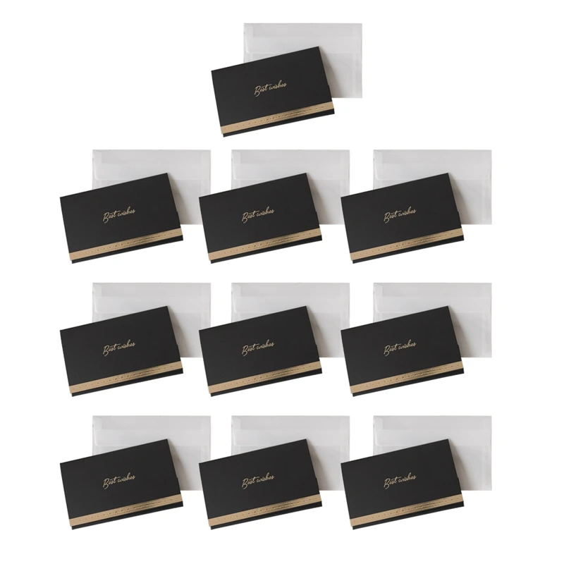 10 Pack Wedding Greeting Cards With Envelopes, Gold Foil Design Thank You Notes Navy Blue Durable High Guality