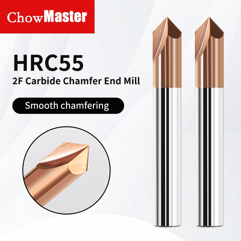 Double Flute Straight Groove Tungsten Steel Chamfering Cutter for Aluminium 60 90 120 Degree Carbide End Mill CNC Cutting Tool