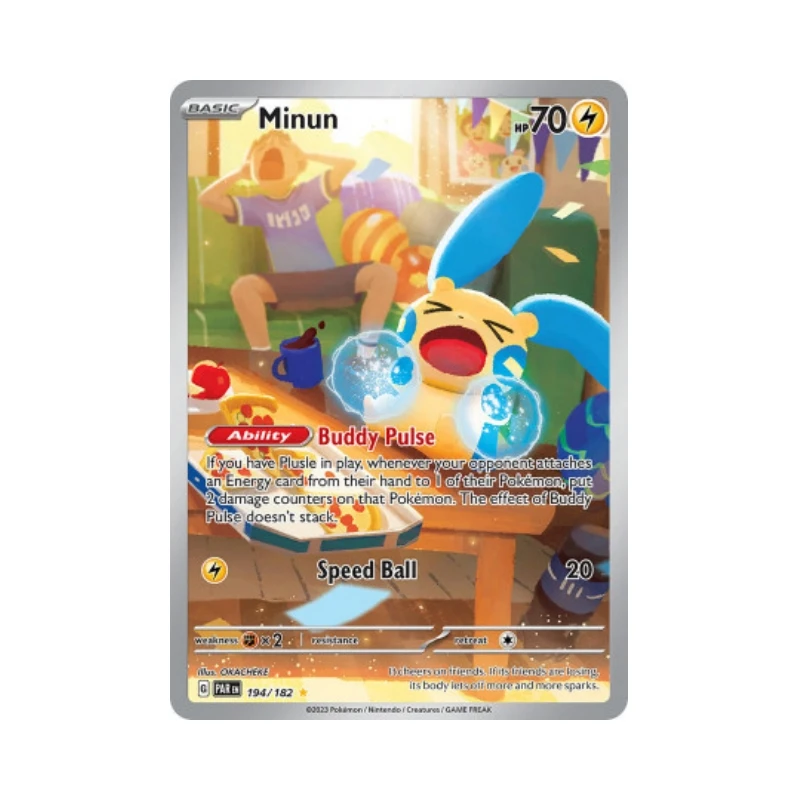 Pokemon Cards PTCG Paradox Rift PAR Minun Mewtwo Magby DIY Anime Game Characters English Version Self Made Collection Cards Toys