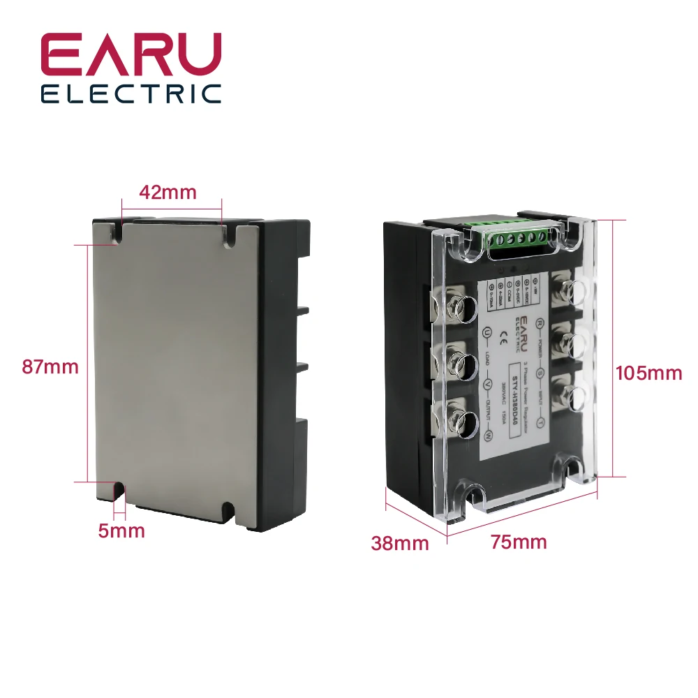 Imagem -02 - Módulo Regulador de Tensão ac Regulador de Potência Tiristor Relé de Estado Sólido Escurecimento Controle de Potenciômetro Fase 380v 25a400a