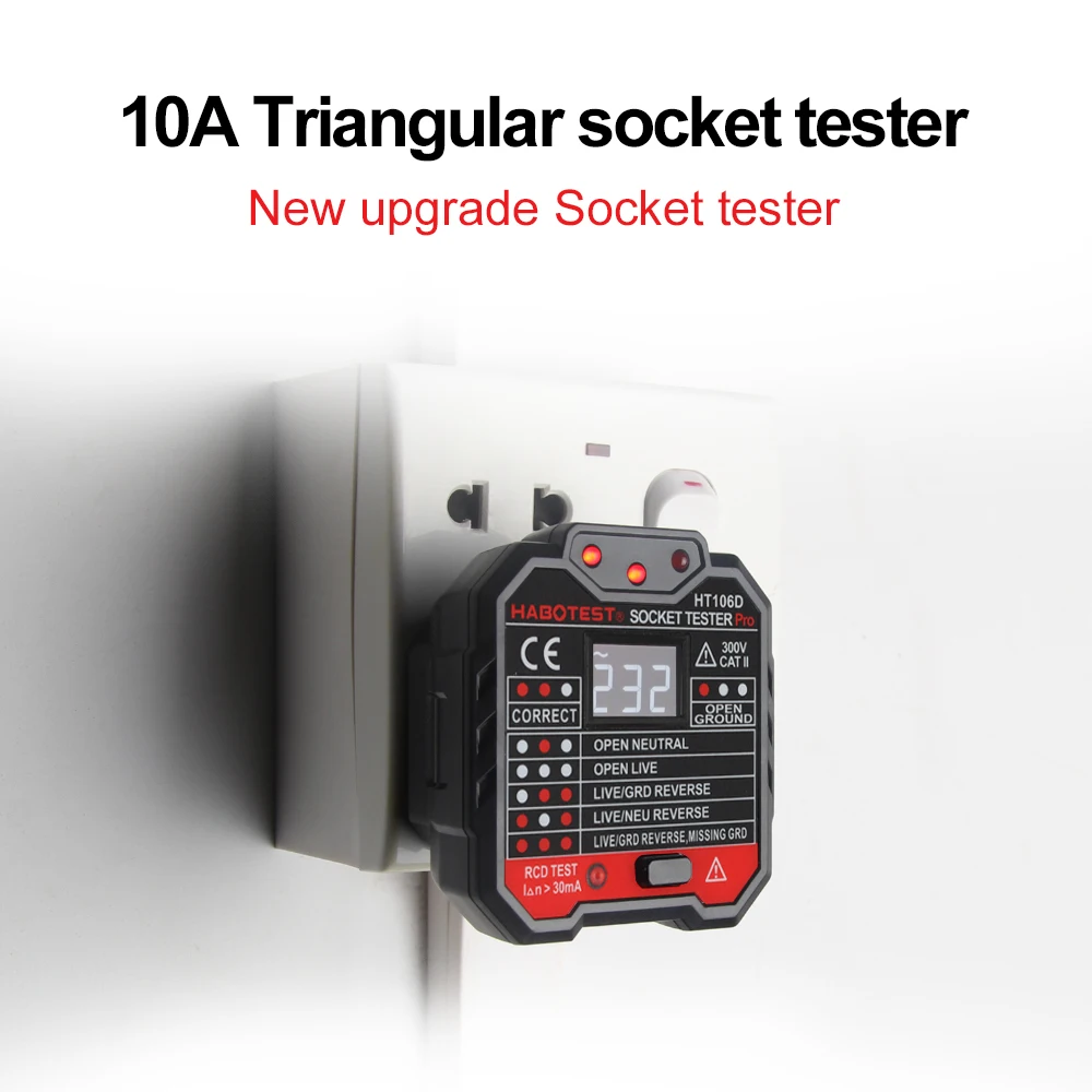 HT106 HT107 Steckdosentester Pro Spannungstest Digitalausgang Steckdose Erkennen Sie US/UK/EU Stecker Ground Zero Line Stecker Polarität Phasenprüfung – Detail 19