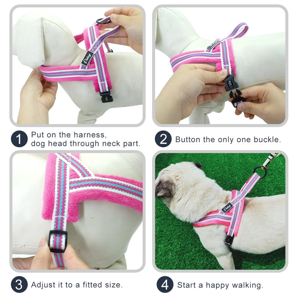 Dog Harness Vest No Pull Reflective Dog Harness Soft Padded Pet Puppy Harnesses Adjustable For Small Medium Large Dogs XS S M L