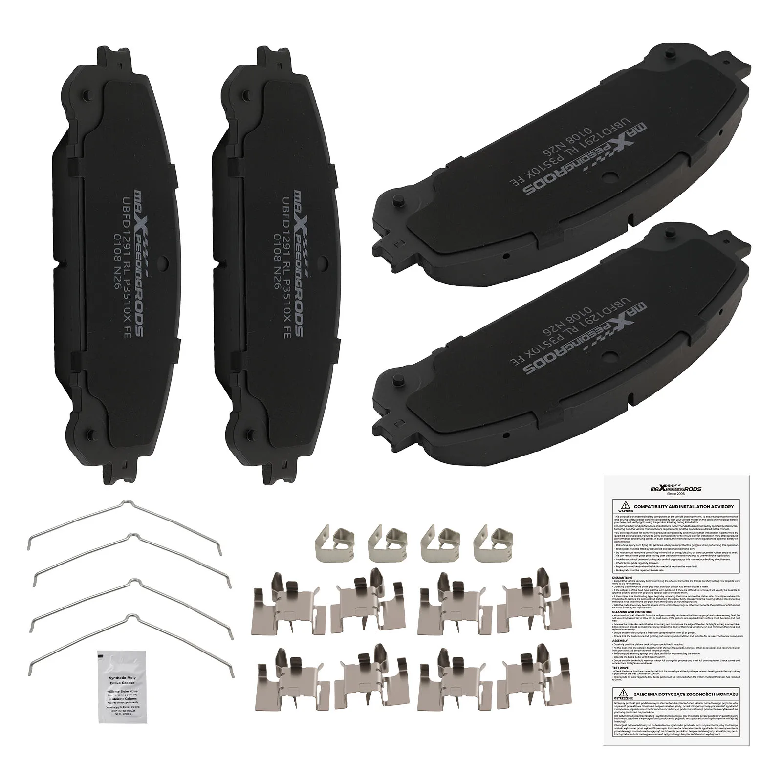 Front L&R Brake Pads Kit for Toyota Highlander 2008-2025/Sienna 2011-2024 D1324