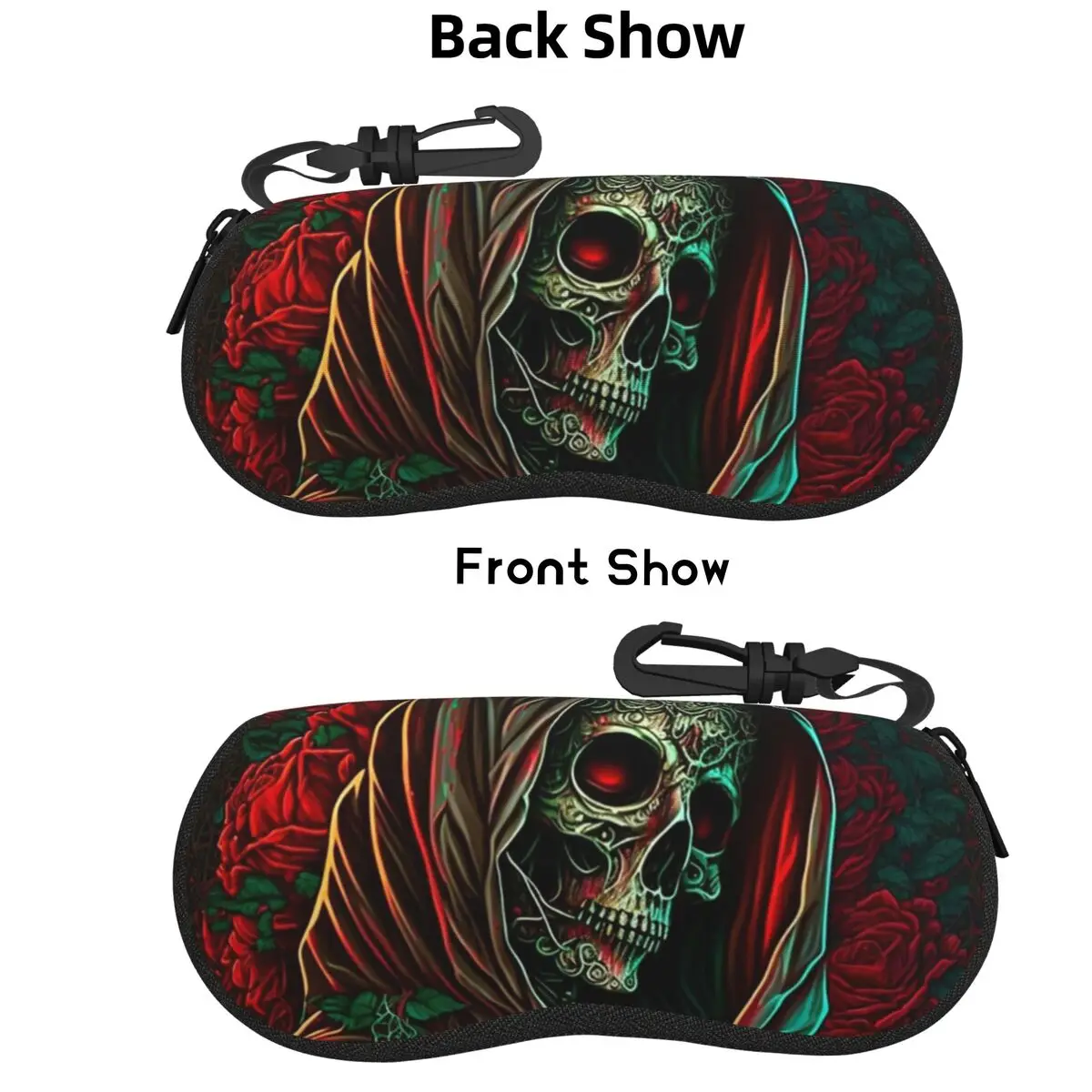

Forest Roses Santa Muerte Shell Glasses Case Protective Sunglasses Box Women Men Soft Eyeglass Bag Pouch