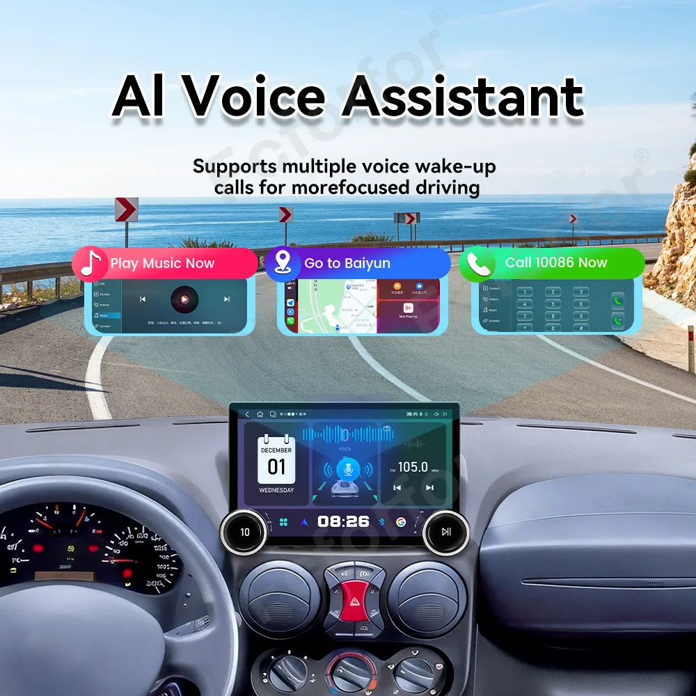 11.5 Inch HD Large Touch Screen Android 15 Car Radio Wireless CarPlay GPS Navigation Stereo Head Unit For Fiat Doblo 2002-2017