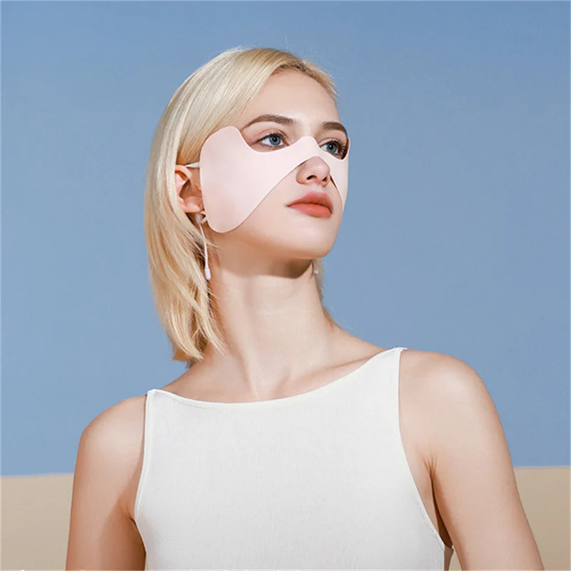 قناع صيفي من الحرير الجليدي، وشاح للوجه الواقي من الشمس بلون سادة، رقع عين واقية من الشمس، حماية من الأشعة فوق البنفسجية، حجاب واقي من الشمس، غطاء وجه للركوب #4