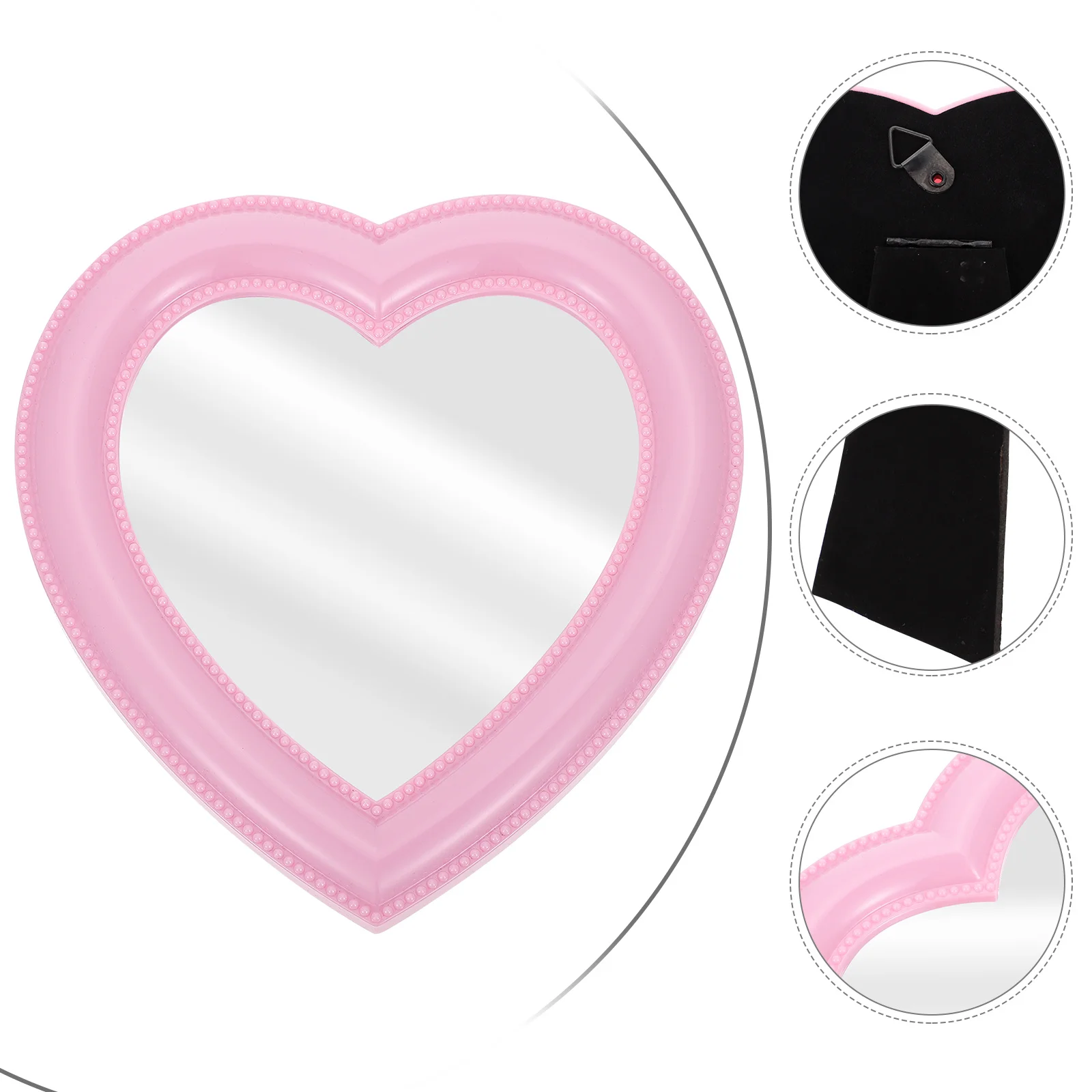 1Pcs Creative Love Heart Mirror Wall Desktop Dual Use High-Definition Reflection Makeup Mirror Elegant Design Dresser Decor