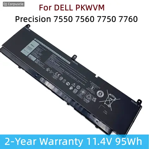 PKWVM 노트북 배터리, DELL Precision 7550 7560 7750 7760 시리즈 P44E P93F CR72X 17C06 0CR72X P93F001 68ND3 J0VNR G5FJ8, C903V