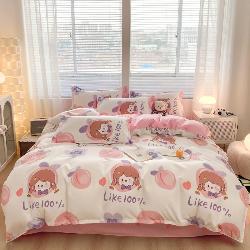 2024 New Plant Cashmere Single Bed Cover Cartoon Print Single  Without Pillowcase Student  King Size Bedding Set 150x200 220x240