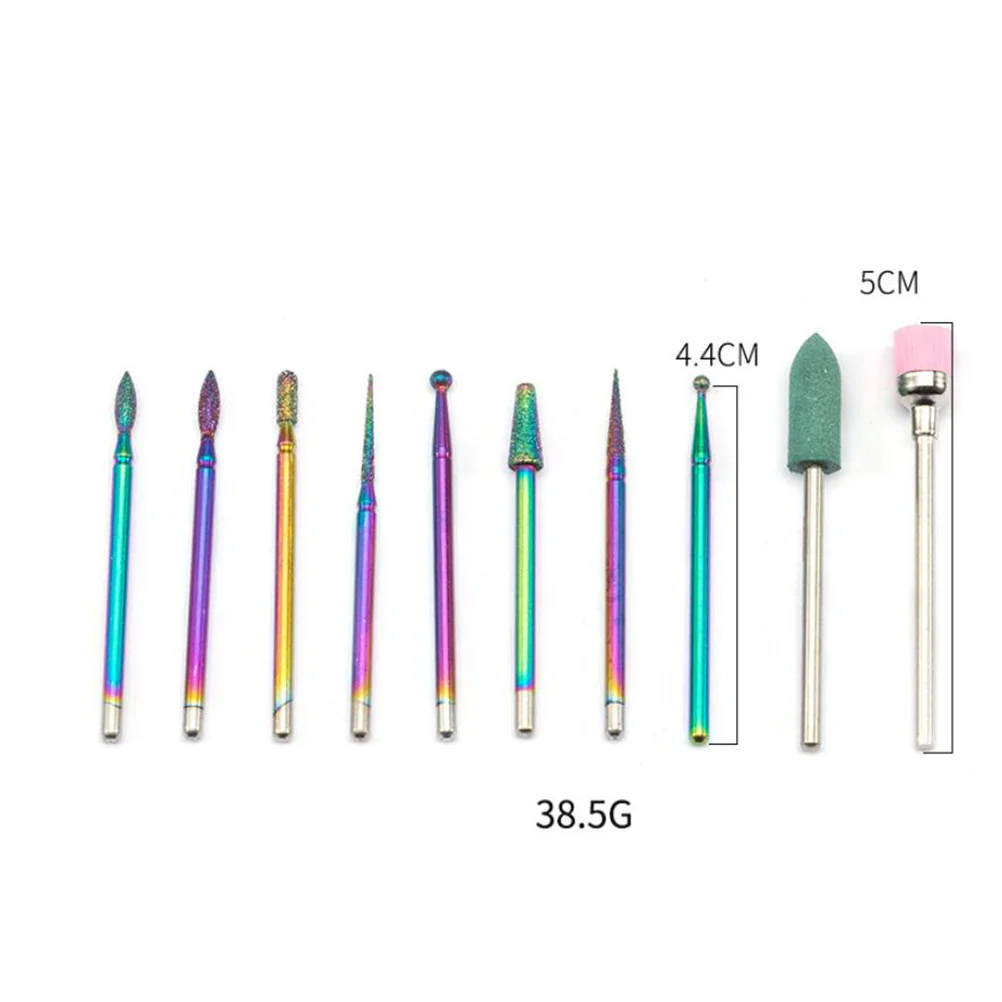10 pçs conjunto de brocas de unhas kit de brocas de manicure de aço com caso de armazenamento para salão de beleza em casa profissional ferramentas de cabeça de moagem de unhas