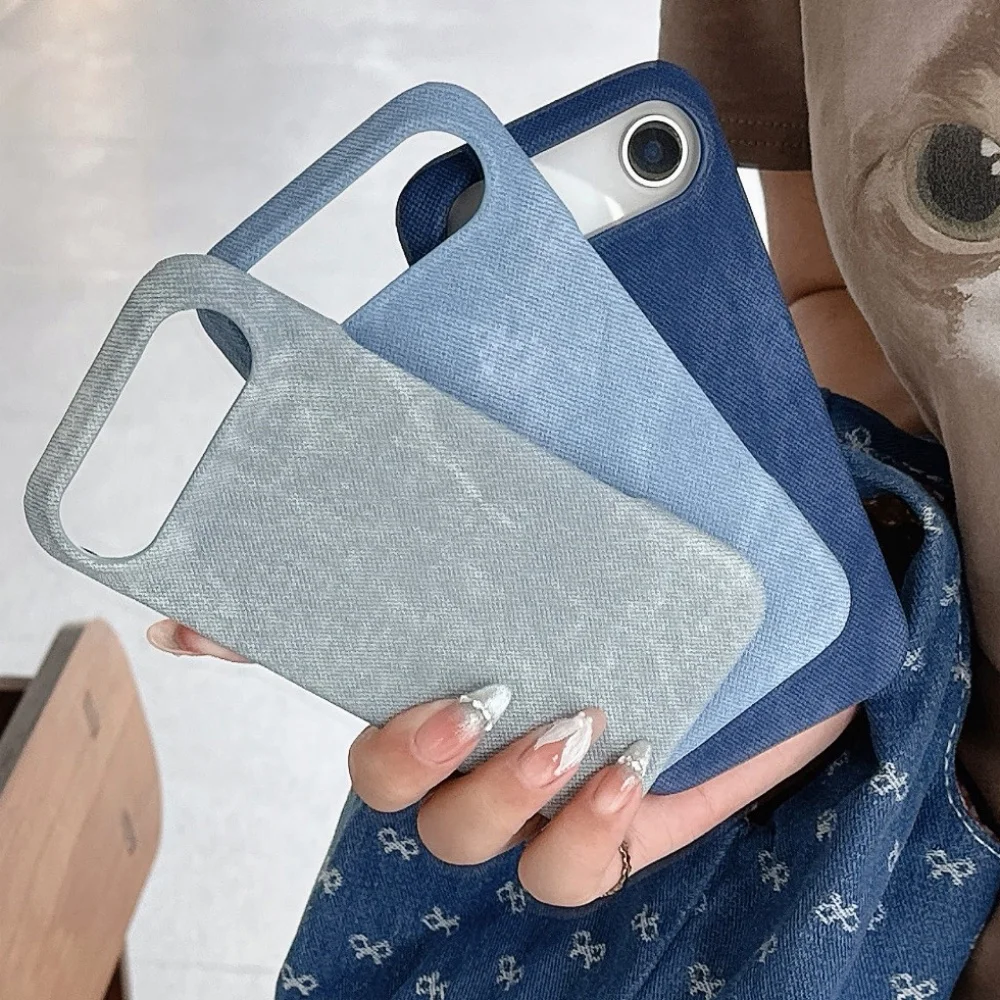 خمر الدنيم النسيج درع الحال بالنسبة آيفون 17 الهواء 16 15 14 13 12 17 برو ماكس 11 زائد 16E se4 الفاخرة التبريد فرملس غطاء الهاتف #2