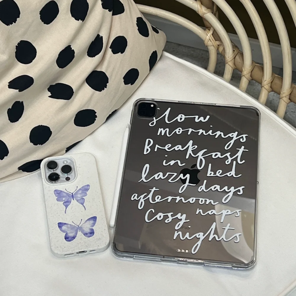 Leisurely Font Random Style Y2K Cover For iPad Pro 13 11th M5 M4 12.9 A16 10 8 7 9th 10th For iPad Air 11 M2 M3 Mini Tablet Case