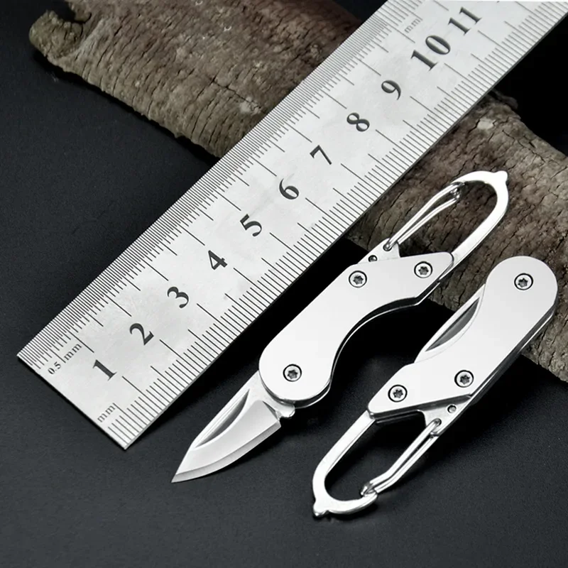 Stainless Steel Mini Folding Knife Outdoor Camping Portable Pocket Keychain EDC Multitools Knives Key Chain Accessories Tools