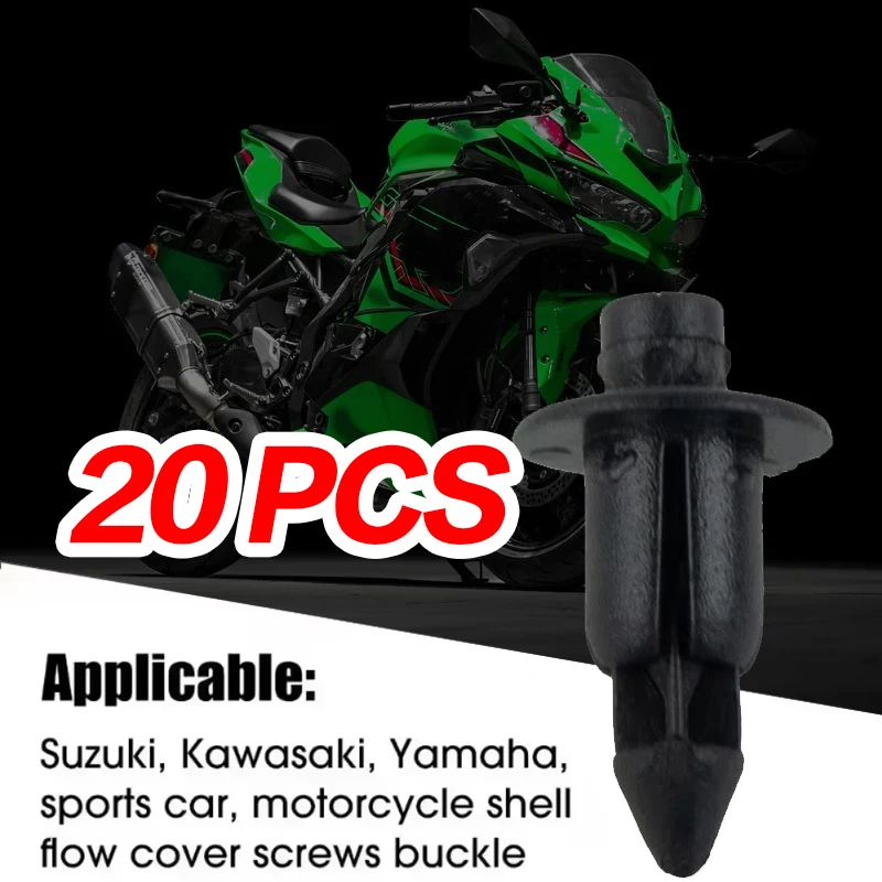 

20PCS Black Rivet Fairing Body Trim Panel Fastener Screw Clips For Honda Suzuki Kawasaki Motorcycle Accessories Parts 6mm-8mm