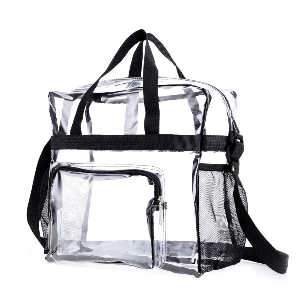 Women Transparent Tote Bag PVC Fashion Shoulder Bag Large Capacity Stylish Crossbody Bag Adjustable Strap Sundries Bag