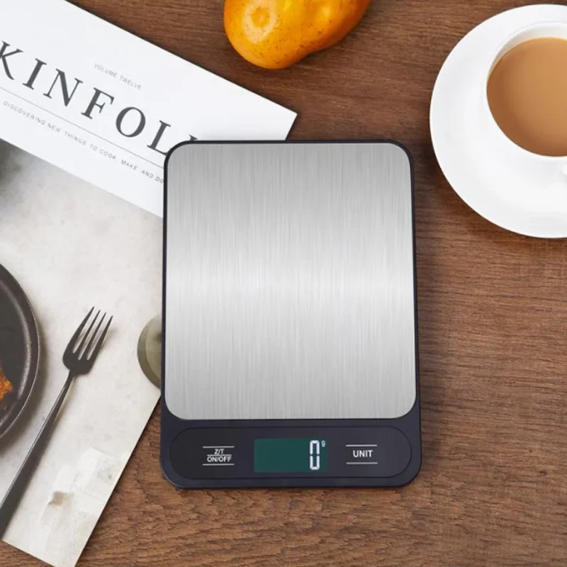 1pc Black Food Scale 10 Kilograms Digital Kitchen Scale Grams and Ounces 1g Precise Scale Easy to Clean Stainless Steel