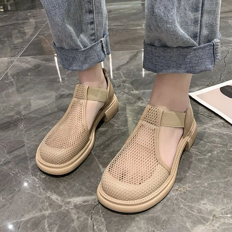 Roman Sandals 2022 Women\'s Female Shoe Breathable Espadrilles Platform Med Gladiator New Fashion Girls Outside Comfort Beige Sum