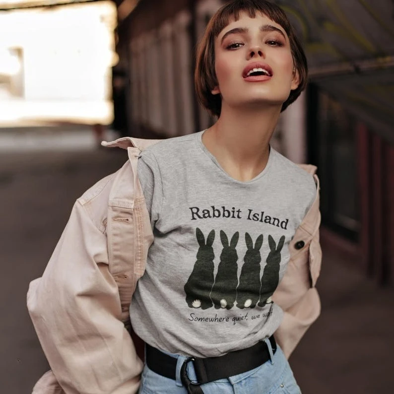 Camiseta Okunoshima Rabbit Island, camiseta con estampado artístico nostálgico japonés para hombres y mujeres, estilo callejero Y2K, camiseta divertida Retro de los años 90, camiseta de verano