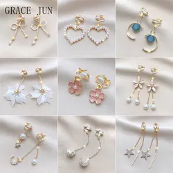 Korean Style Women's Clip on Earrings No Pierced for Women Fashion Handmade Cuff Earrings Hypoallergenic Cuff  Ear Clip Jewelry