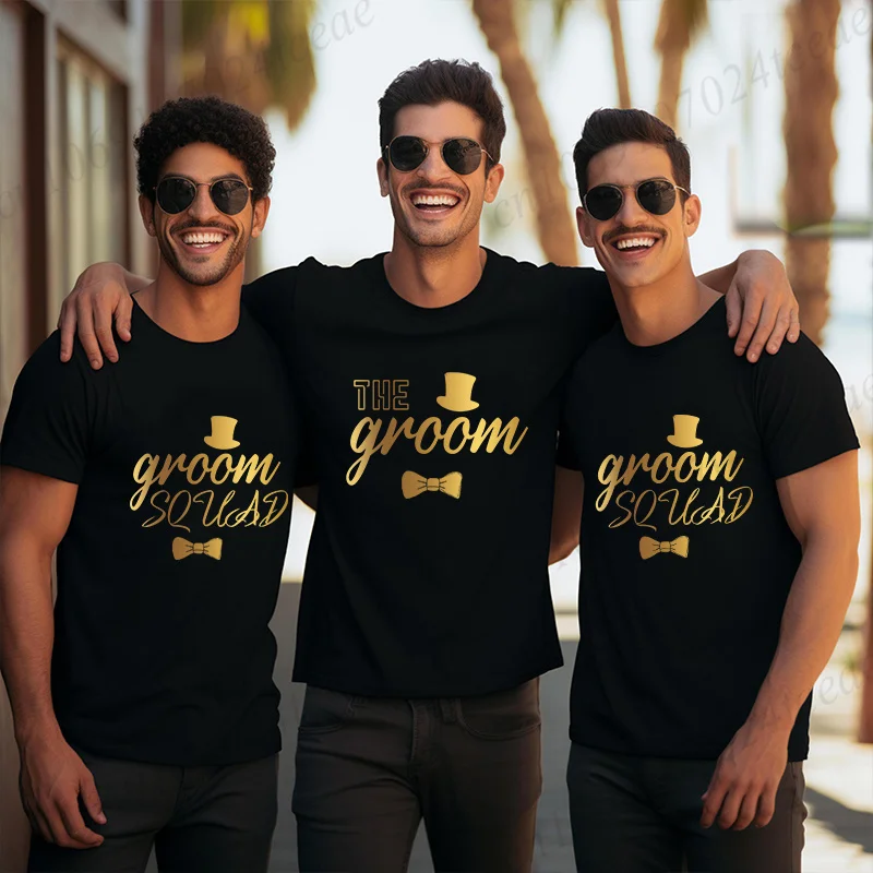 Funny Groom Squad Bachelor Party Men’s T-Shirt, Team Groom Wedding Hat Graphic Tee, Stag Party Clothing for Groomsmen Best Man