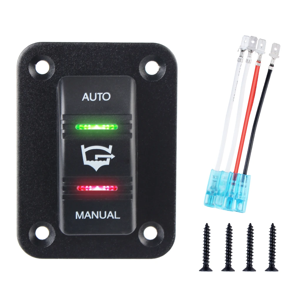 

3 Way SPDT with LED Light 20A 4Pin 12V 24V Auto/Off/Manual Bilge Pump Switch Panel Bilge Pump Rocker Switch Waterproof