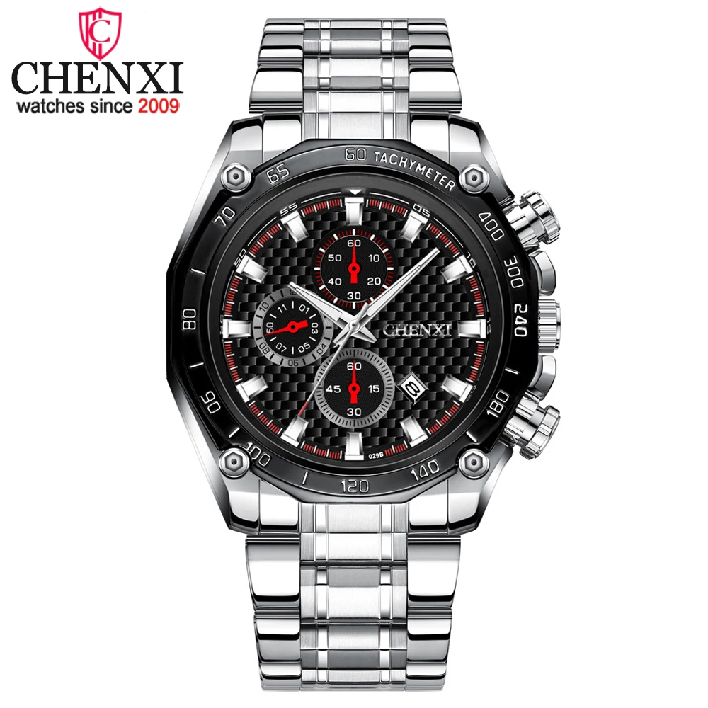 

CHENXI Men Wratches Male Complete Calendar Steel Band Reloj Hombres Quartz Clock Boy Gift Relogio Masculino