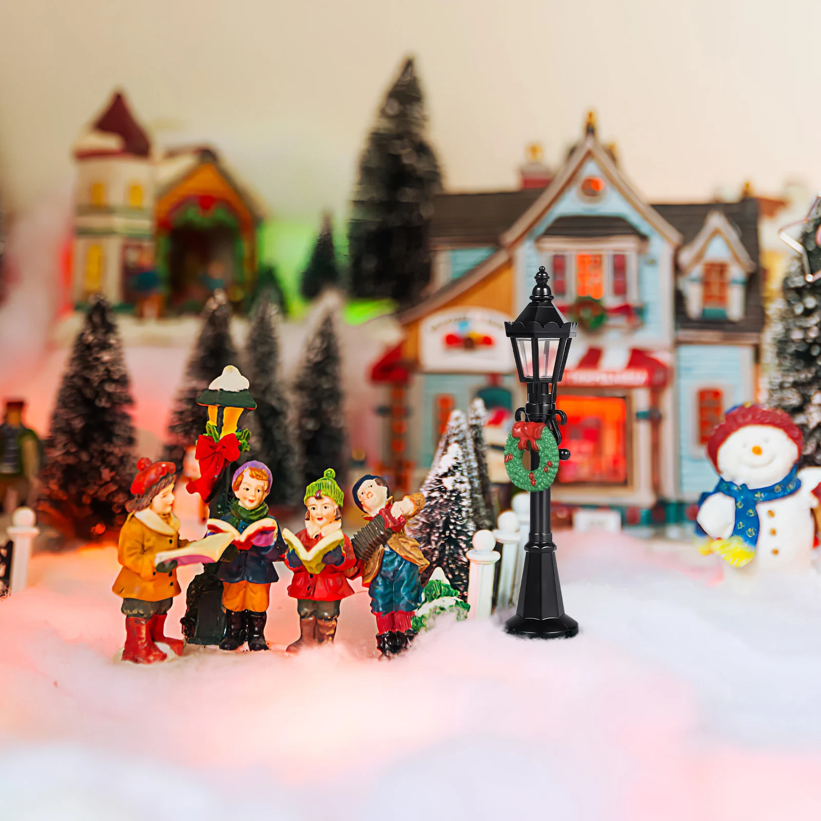 

4 Pcs Christmas Lights Lamp Post Lampposts Mini for Tiny Street Village Decorations Small