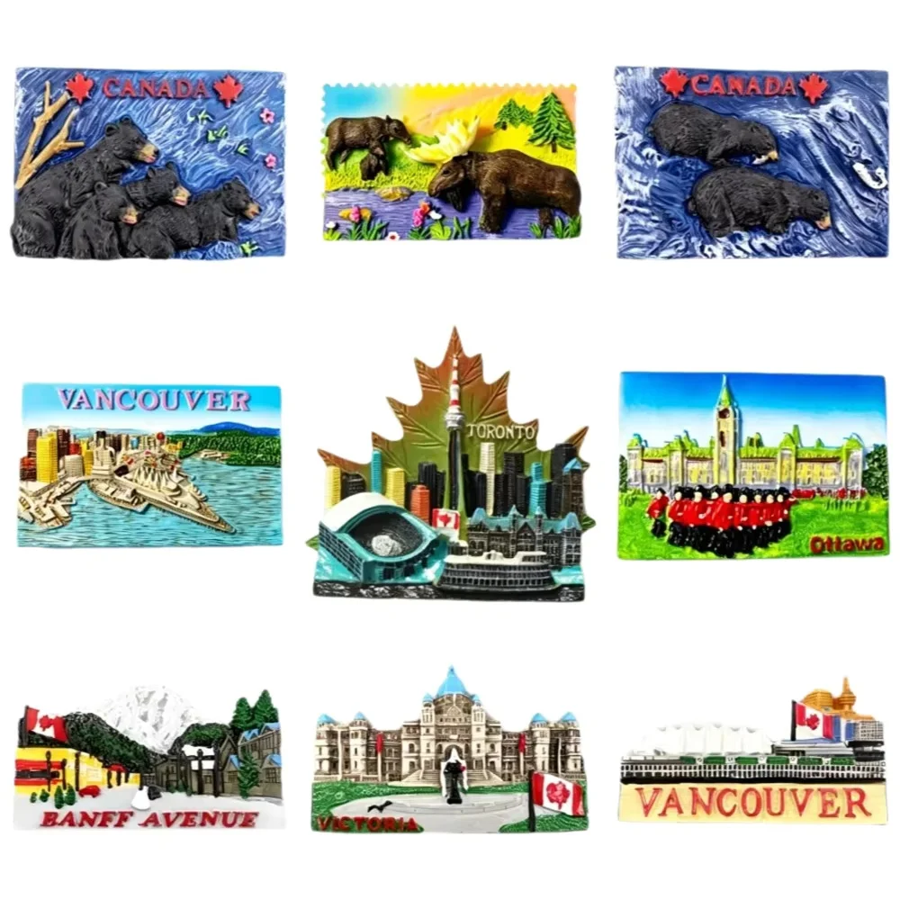 Imán de Refrigerador de Canadá, Recuerdo de Ciudad en Resina 3D (Vancouver, Toronto, Ottawa, Banff, Victoria), Regalo Turístico, Decoración para el Hogar