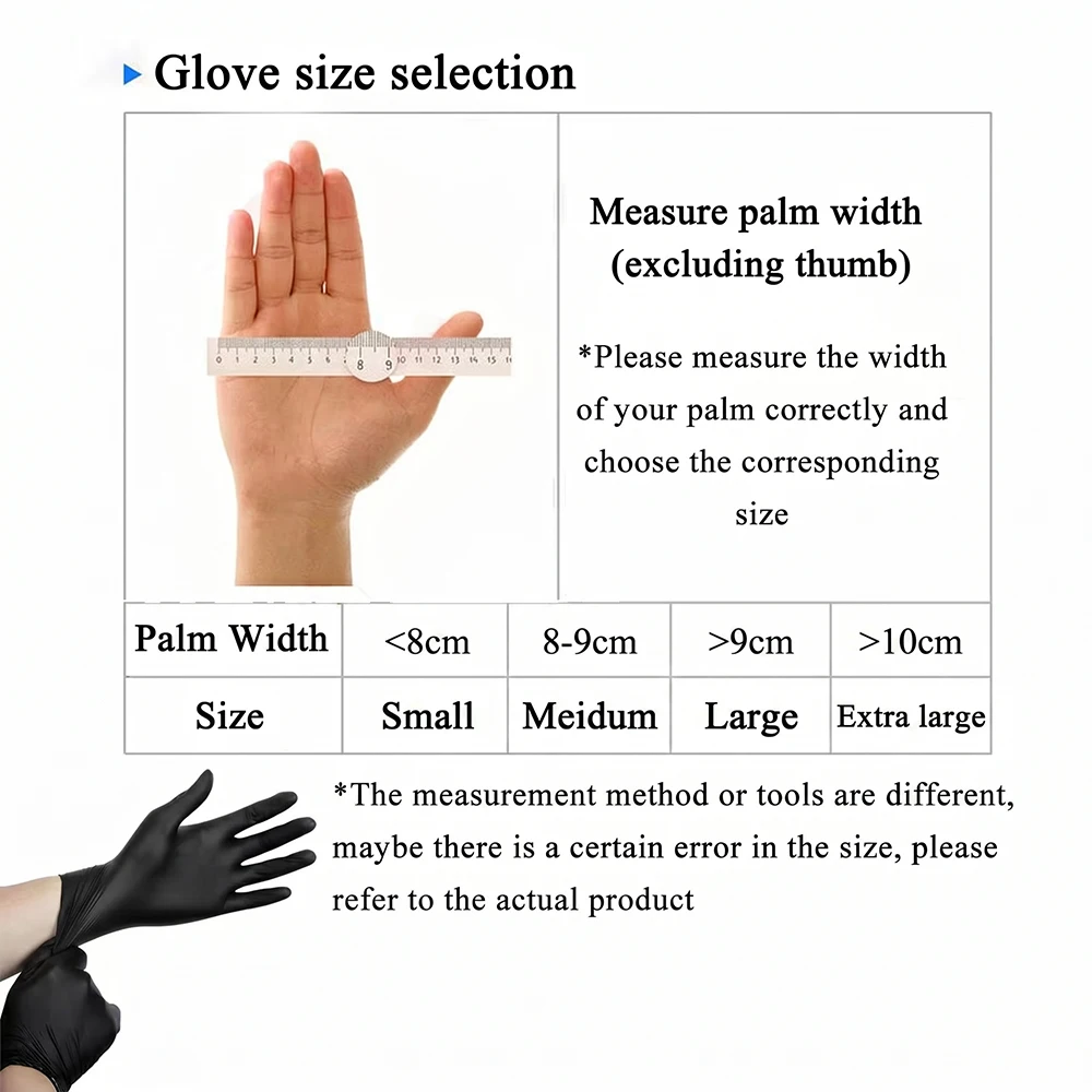 Black Nitrile Gloves Disposable Tattoo Gloves Powder Free Latex Free S/M/L/XL Tattoo Hair Dye Cleaning Kitchen Beauty Gloves