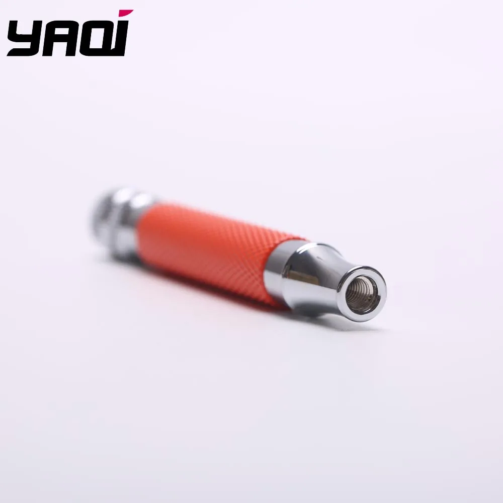 Yaqi Bright Red and Chrome Color Brass Safety Razor Handle for Mens