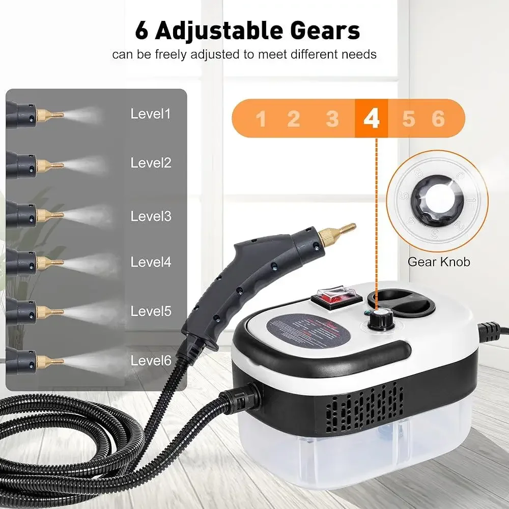Handheld Steam Cleaner High Pressure Steamer 2500W Fast Heating 15s 6 Adjustable Speeds 9 Accessories Deep Cleaning Tool