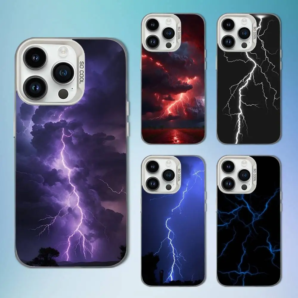 

Nature Thunderbolt Lightning Phone Case For iPhone 16,15,14,13,12,11,Mini,Pro,SE,MAX White Matte Shockproof Cover
