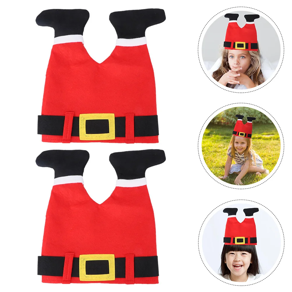 

2 Pcs Unique Santa Hats Christmas Bulk Pop Stage Performance Props Lightweight Party Cloth Adults Decor