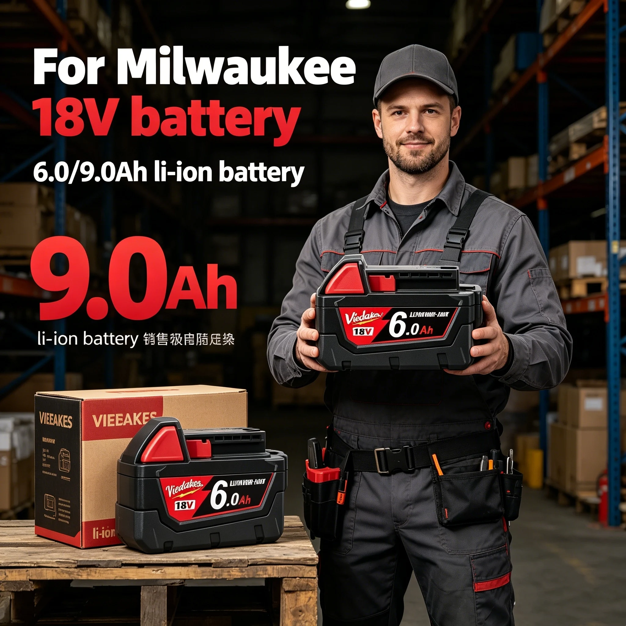 

For Milwaukee M18 Power Tool Battery, Charger, BR, XC, 18V, 9000mAh M18B5, 48-11-1860, 48-11-1840 48-11-1830 48-11-1820