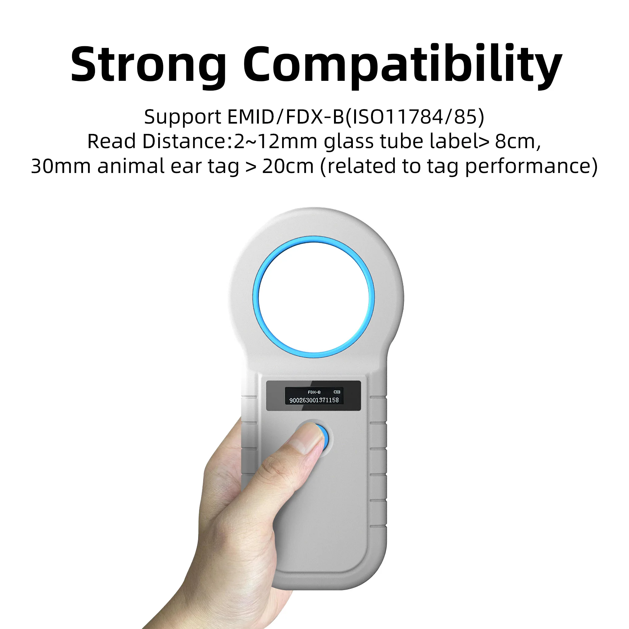 Tragbarer 134,2 kHz Tier RFID Ident ificacion Reader Emid FDX-B125KHz Haustier Katze Fisch Hund Kuh Schaf Ohr marke Mikrochip Scanner