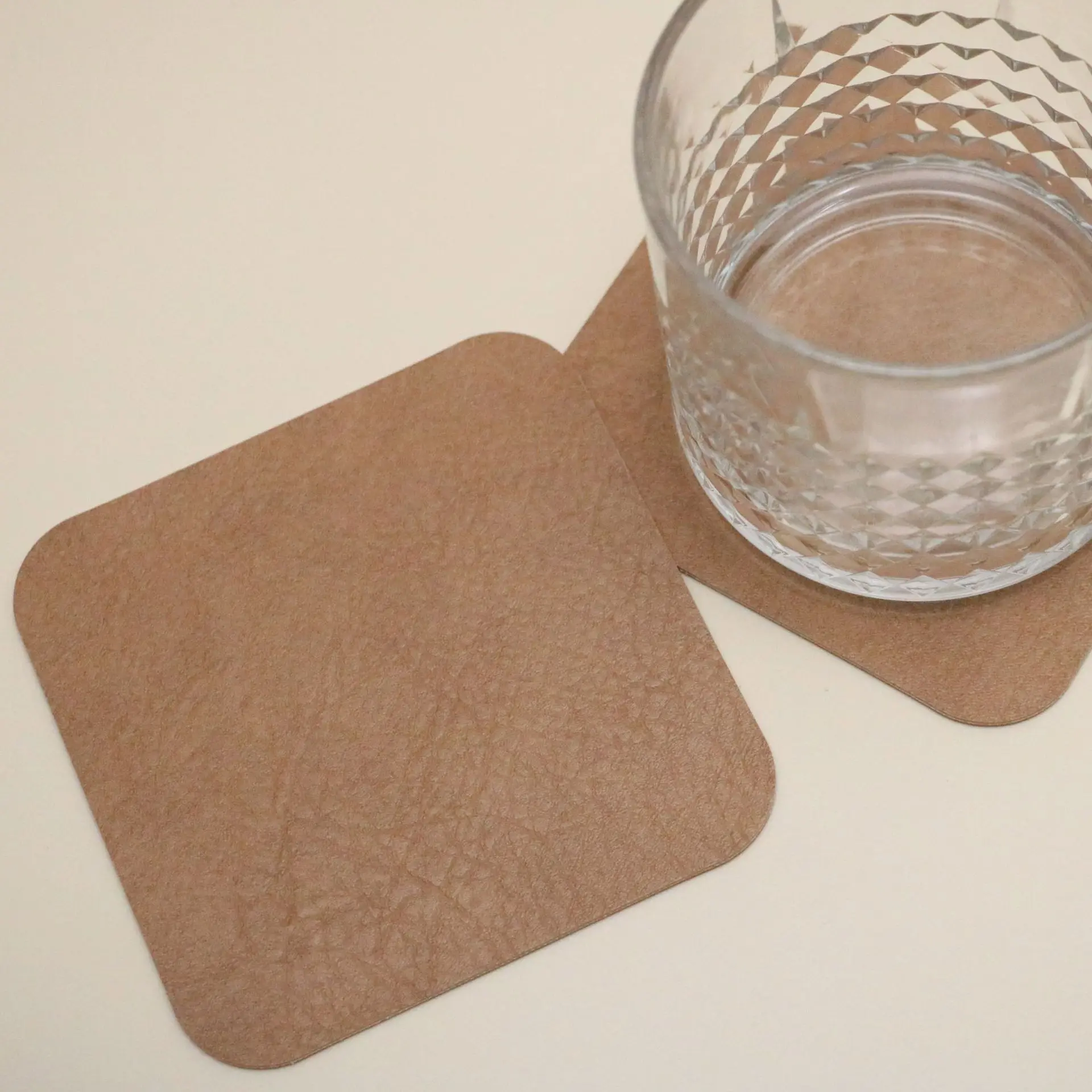 

12pcs/set Hot Sale Faux PVC Leather Tea Cup Coaster Drinks Protection for Table Desk