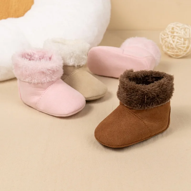 

Короткие сапоги для малышей, новые зимние модные детские хлопковые сапоги для девочек, теплые пушистые уличные детские ботильоны, нескользящие пушистые сапоги