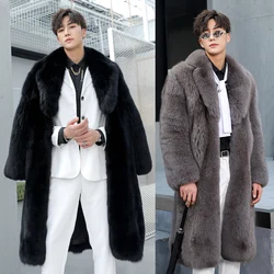 Men's Faux Fur Coat Winter 2022 Thicken Fluffy Long Sleeve Warm Outerwear Luxury Fur Long Bontjas Jackets Long Windbreaker Coat