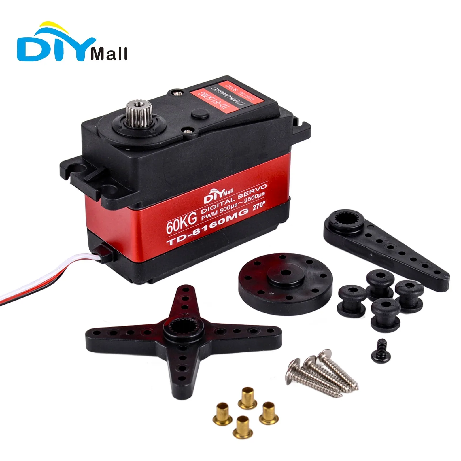 60KG 6-8.4V TD-8160MG High Torque Semi-Metal Digital Servo Carbon Brush Motor 90/180/270/360 Degree Red