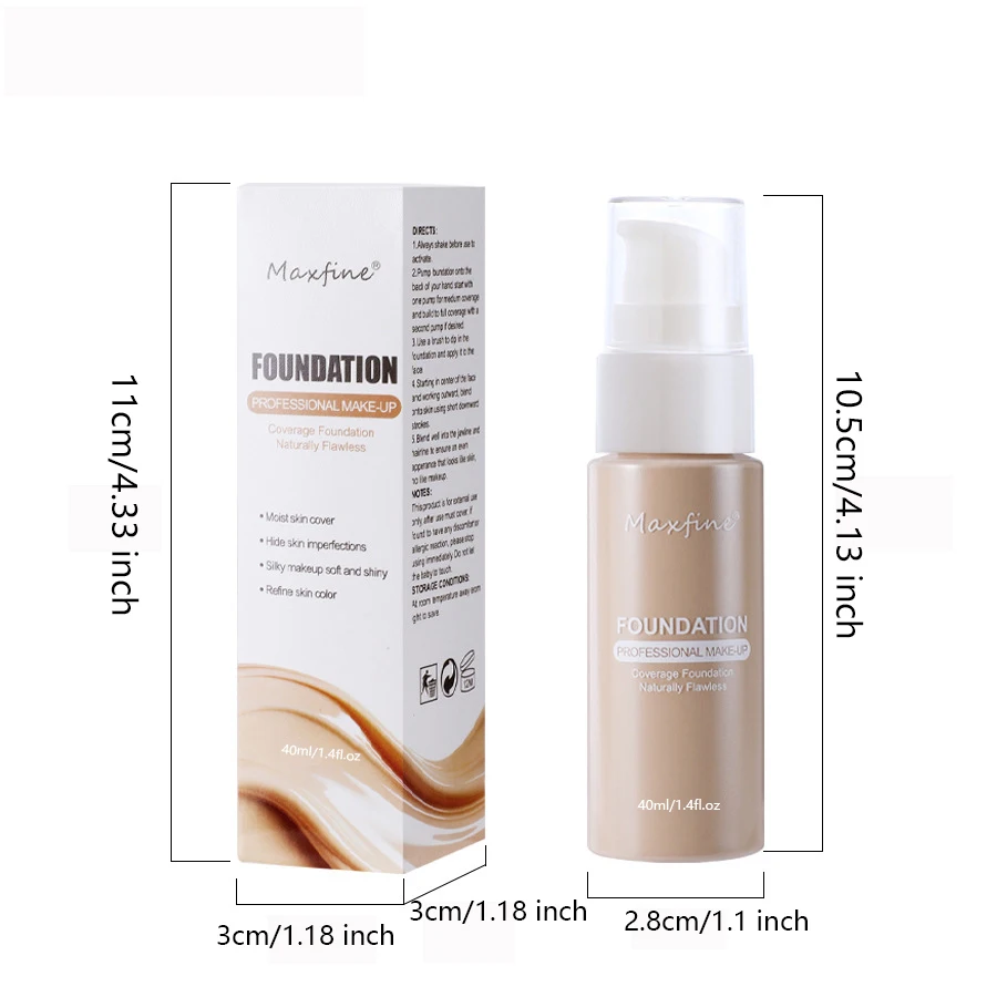 Liquid Foundation Matte High Coverage Waterproof Oil Control Moisturizing Long Lasting Concealer Professional Face Makeup