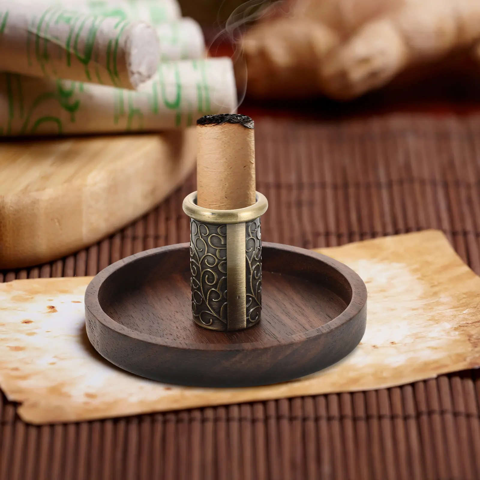 

Wooden Moxa Sticks Holder Burner Tray Ash Collector Base Stand for Moxibustion Therapy Aromatherapy Herbal Mugworts Rolls