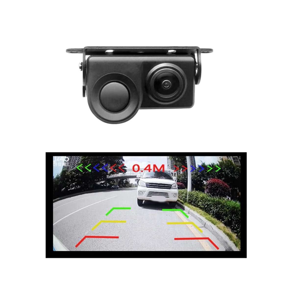 2-In-1 Audible Alarm Parking Assist System Radar Detector Sensor HD Wide AngleReversing Rearview Camera for Night Vision