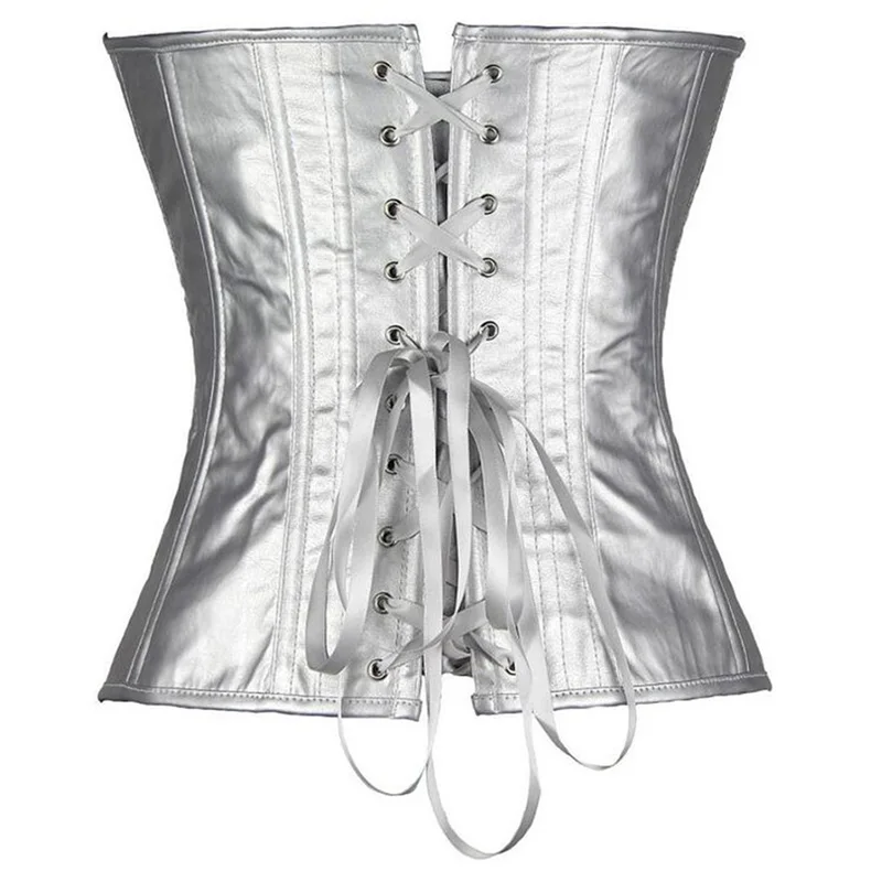 Women Sexy Faux Leather Overbust Corset Waist Cincher Burlesque Corset Bustier Party Fashion Corsets Lingerie Top