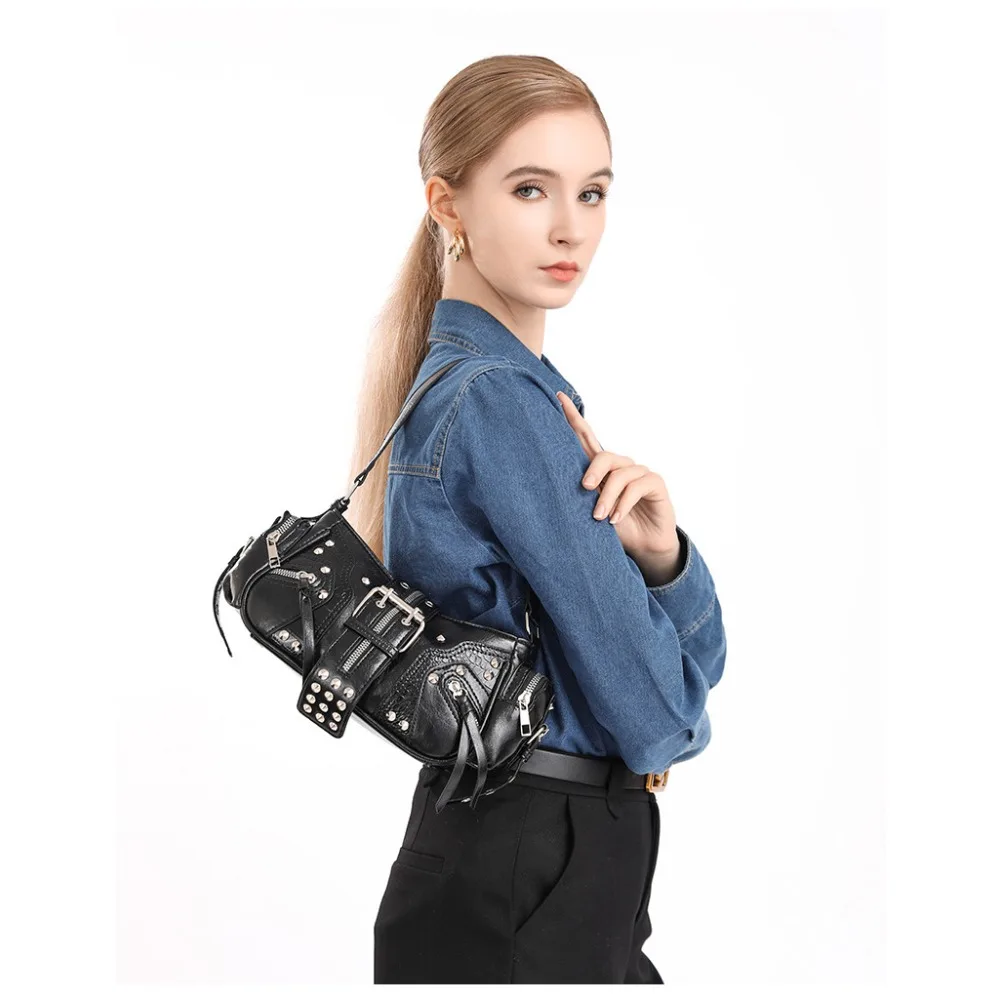 

Cross-border new European and American retro handbag niche design Spice girl y2k shoulder commuter oblique span locomotive bag